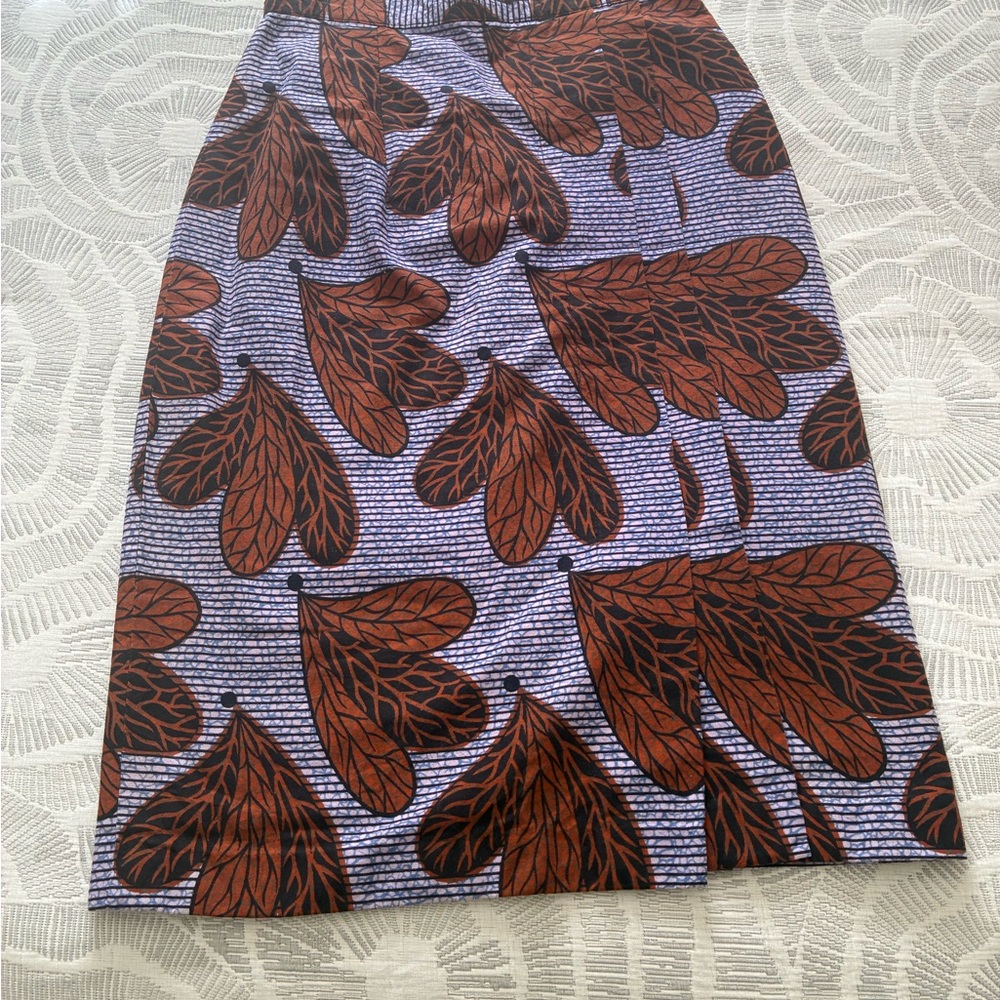 Brown and Black Leaf Patterned Women's Skirt